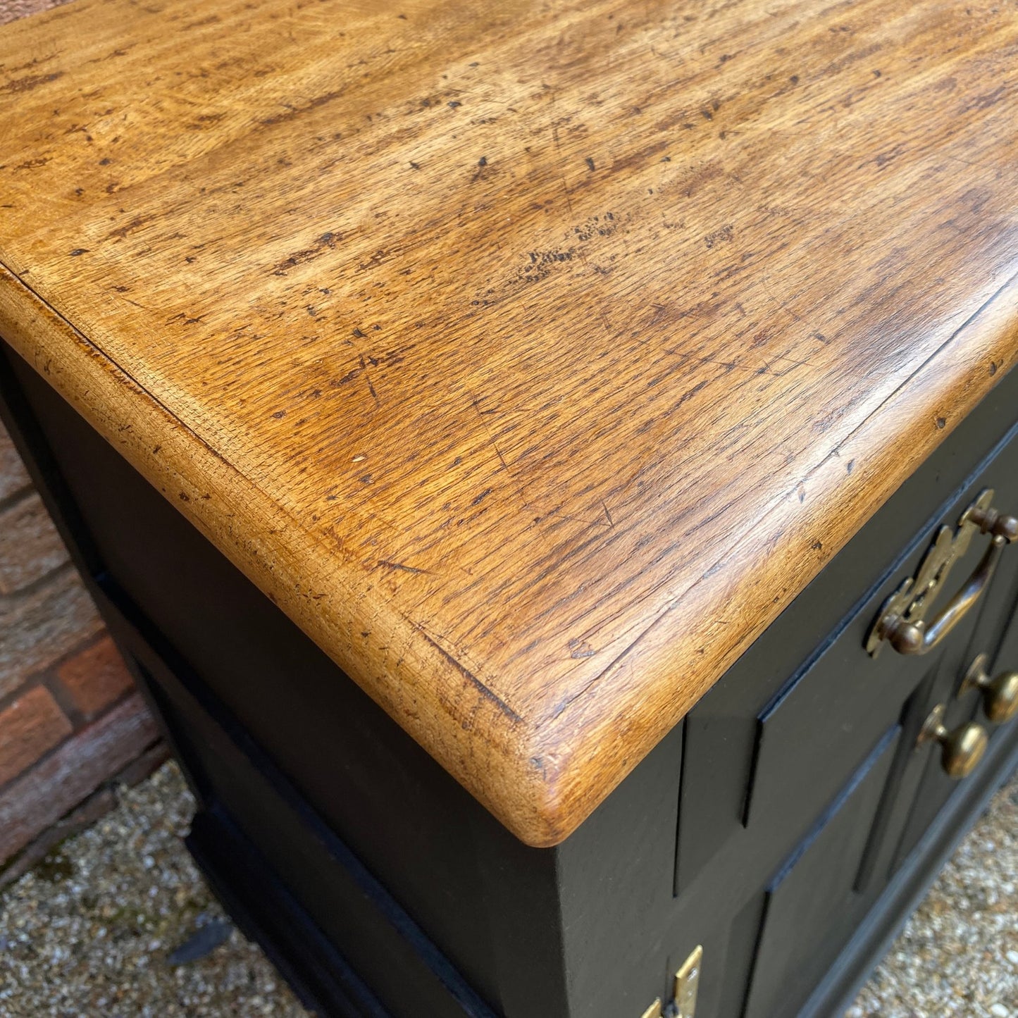 Solid Oak Antique Side Cupboard with Drawer