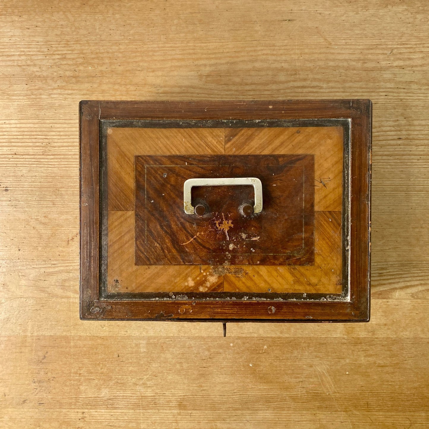 Steel Edwardian Strongbox Painted in Faux Rosewood