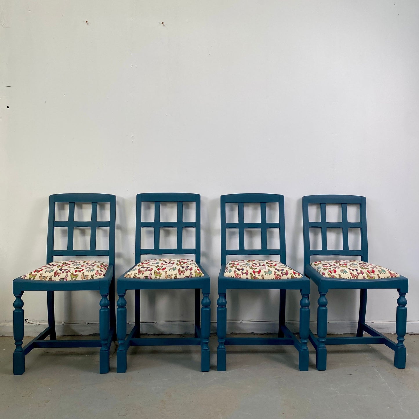 Four Painted Oak Dining Chairs