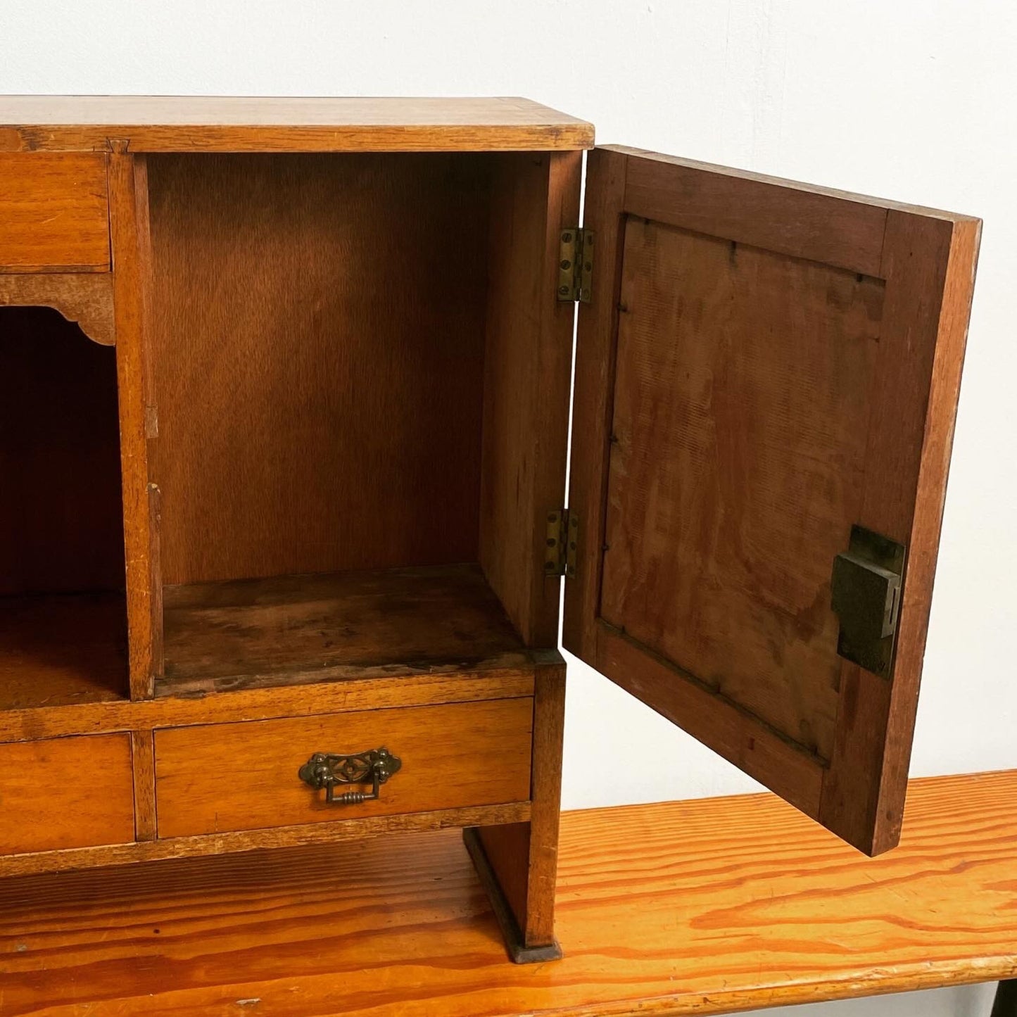 Arts & Crafts Oak Cabinet with Bevelled Mirrors