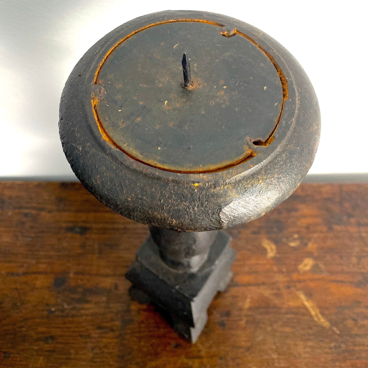 Antique Gothic Iron Spike Candlesticks