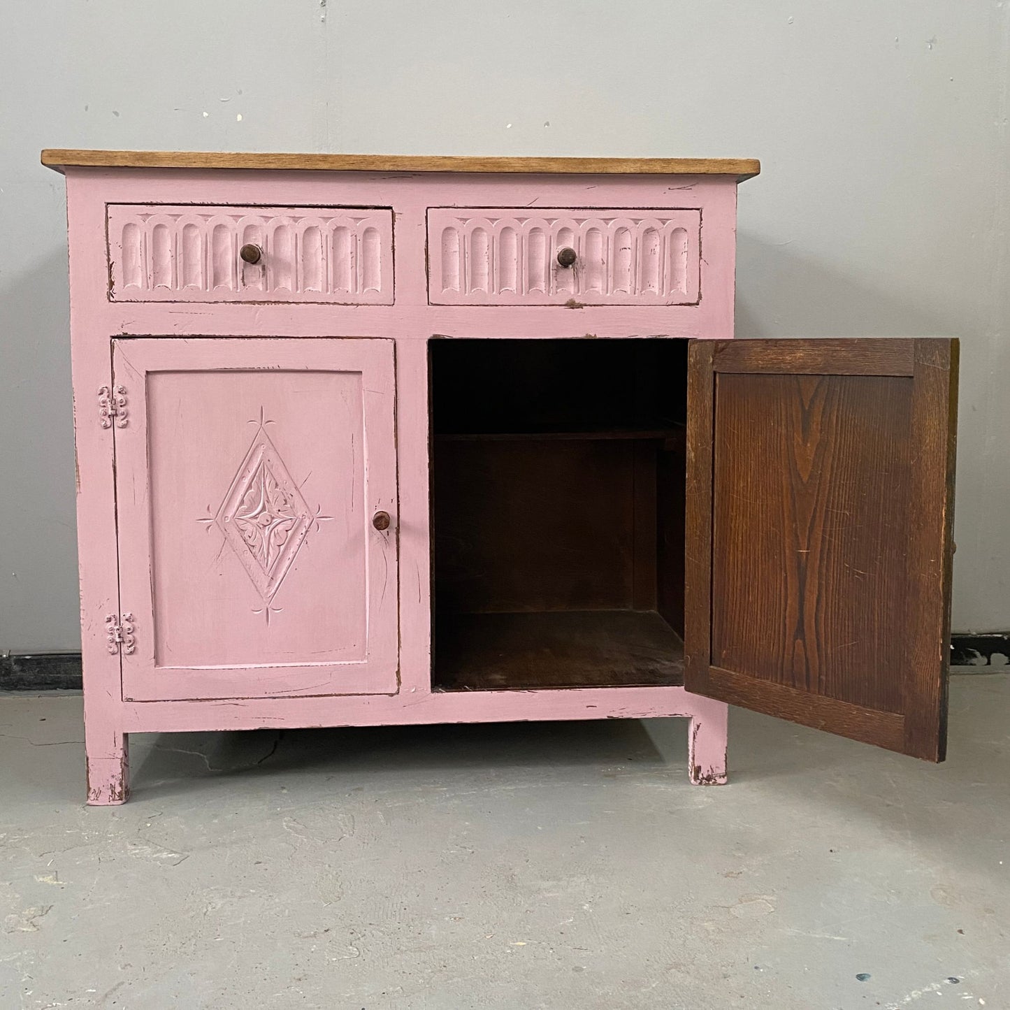 A 1930s Solid Wood Cabinet with Drawers