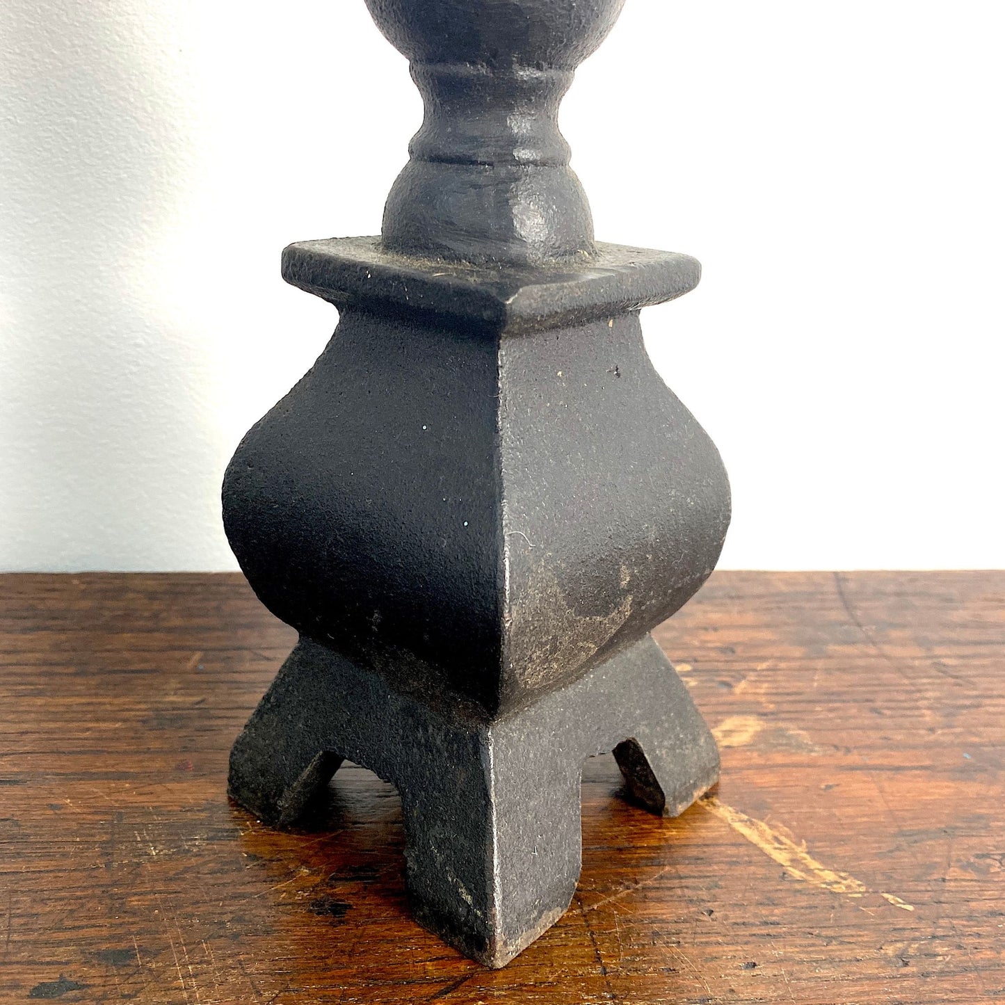 Antique Gothic Iron Spike Candlesticks