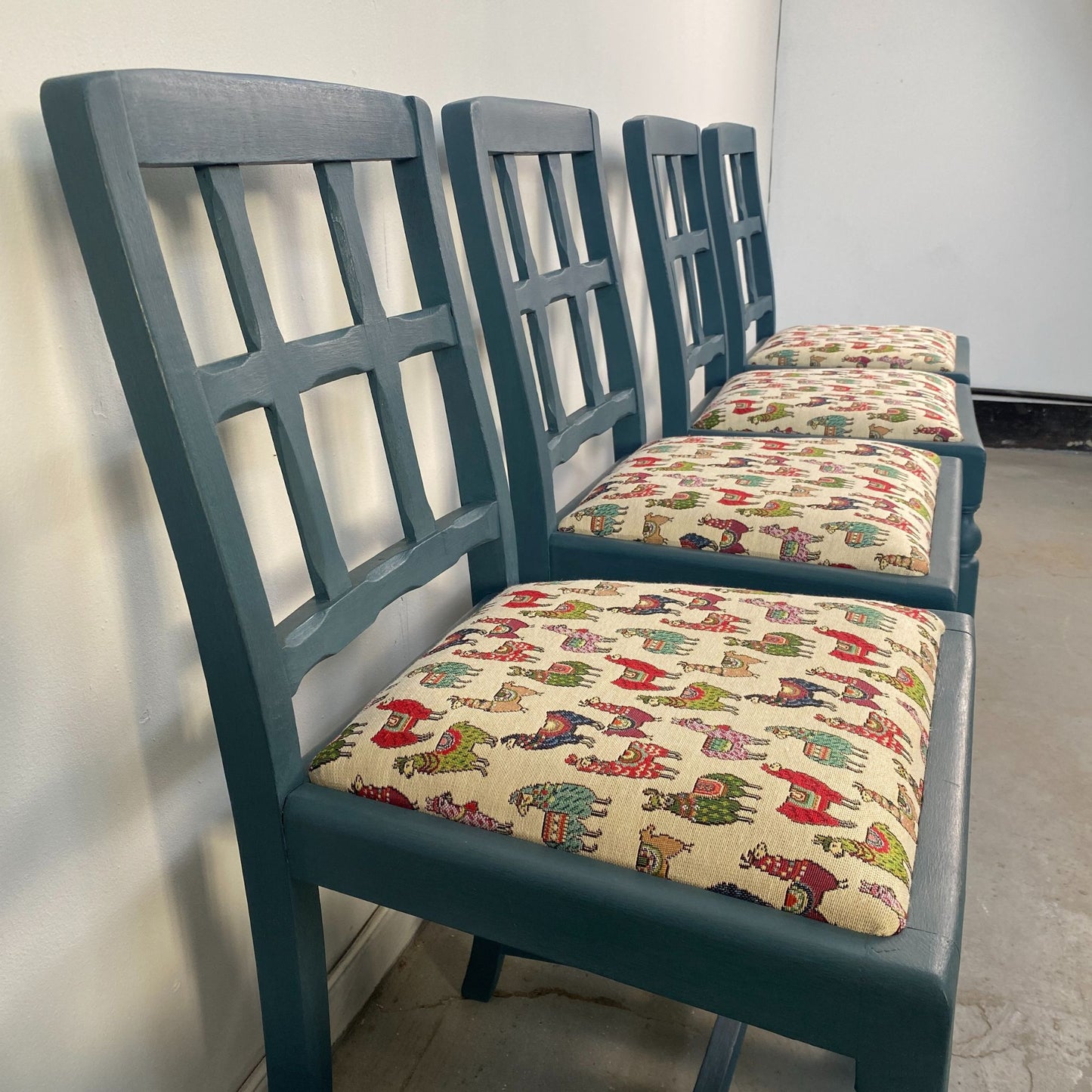 Four Painted Oak Dining Chairs