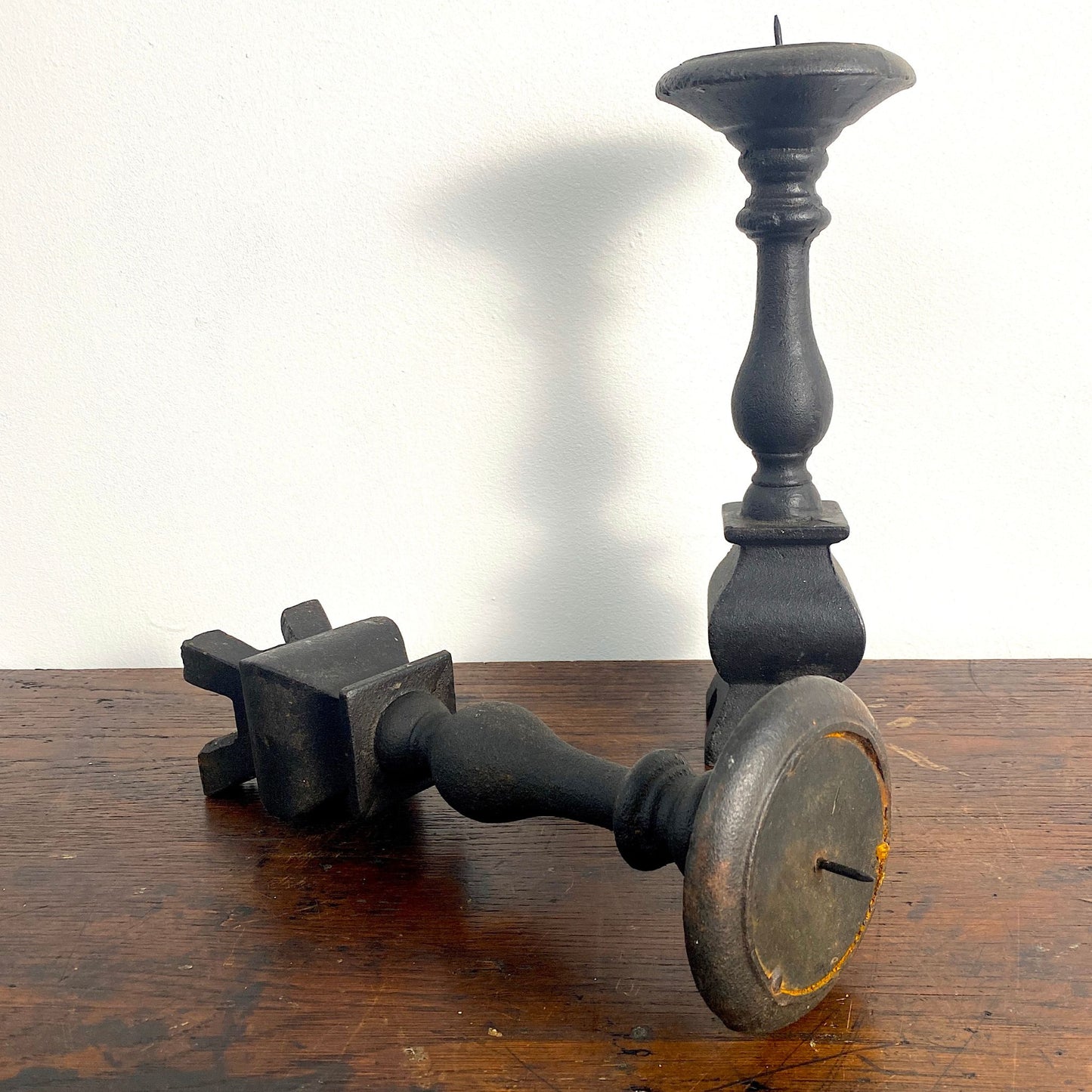 Antique Gothic Iron Spike Candlesticks