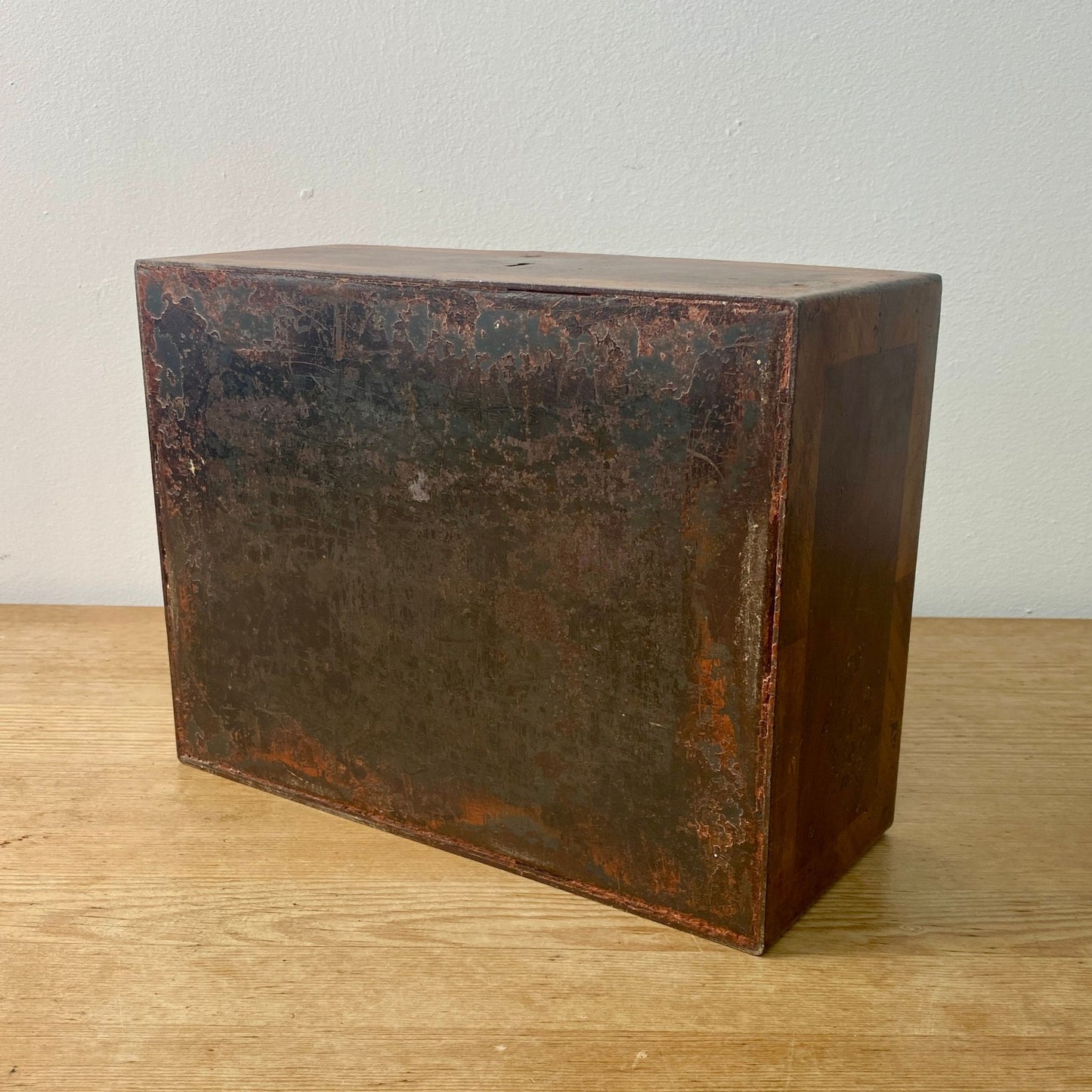 Steel Edwardian Strongbox Painted in Faux Rosewood