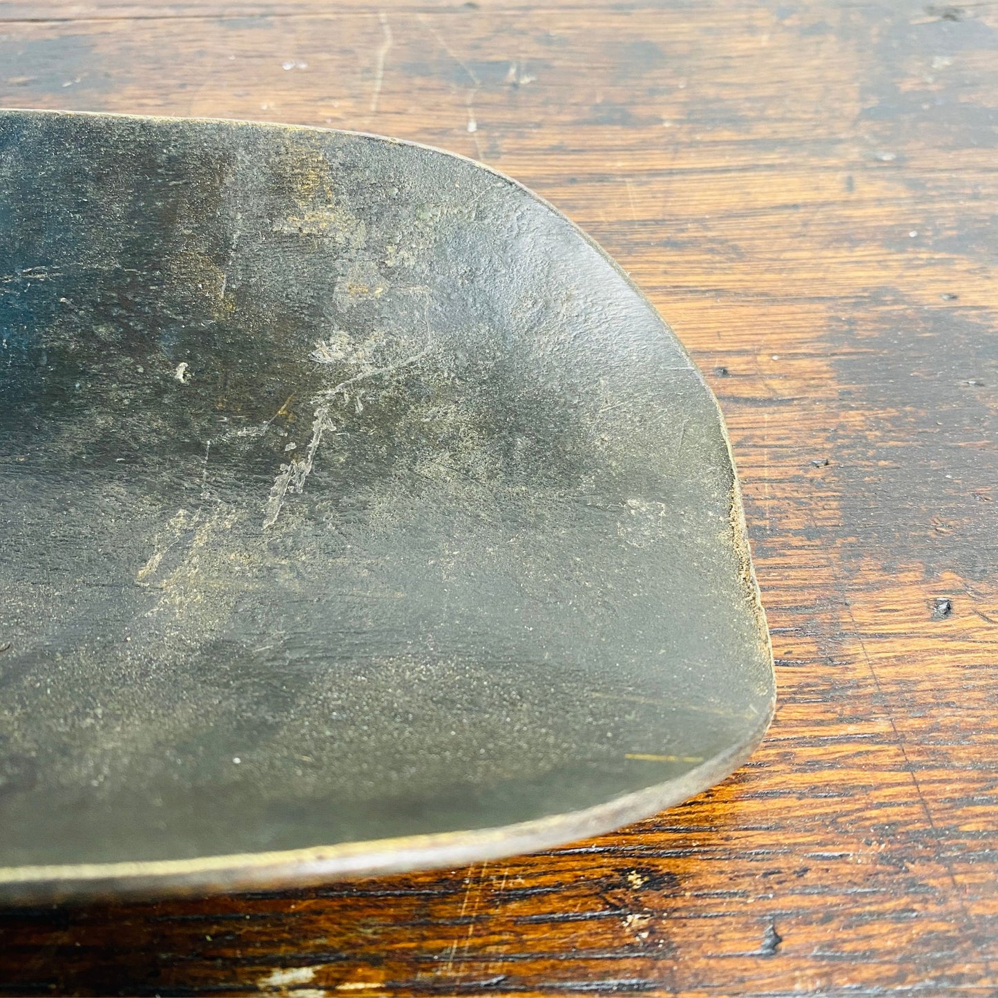 Vintage French Metal Grain Scoop with Ceramic Handle