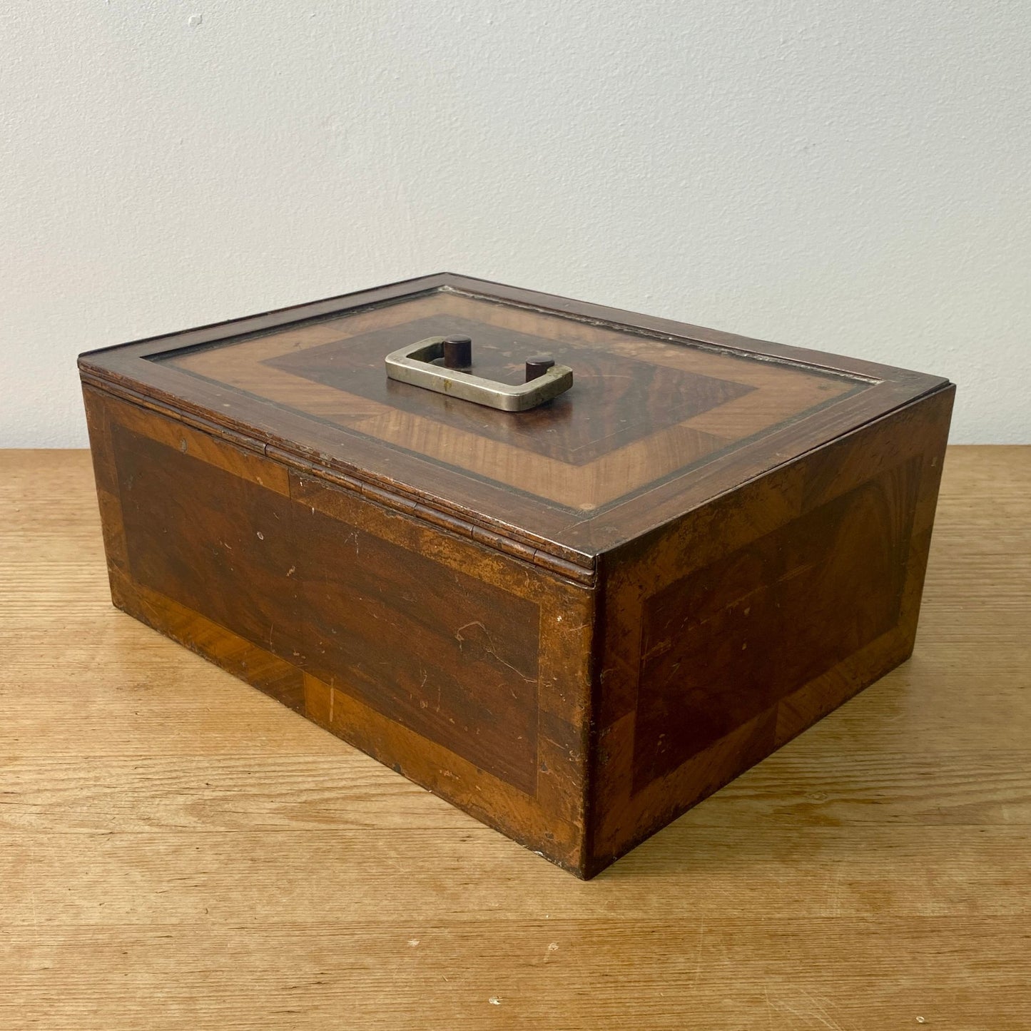 Steel Edwardian Strongbox Painted in Faux Rosewood