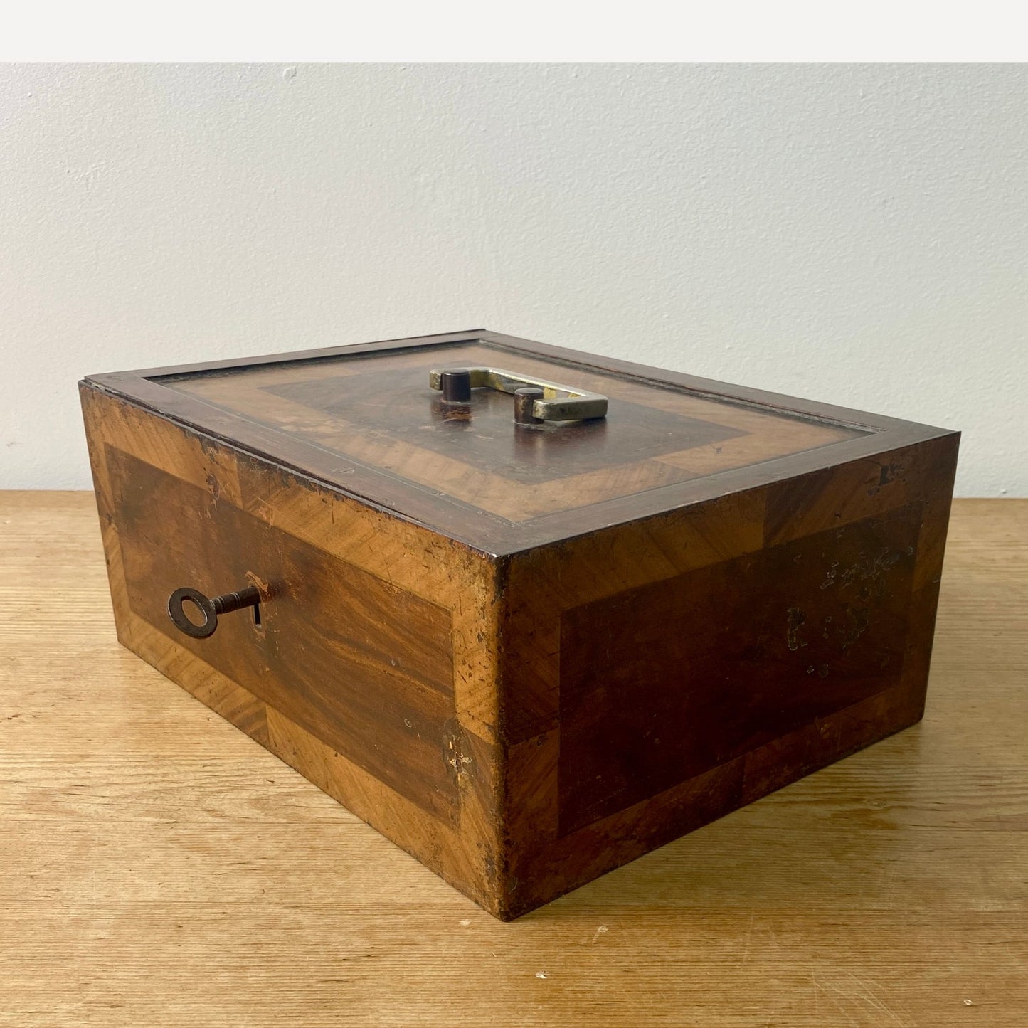 Steel Edwardian Strongbox Painted in Faux Rosewood