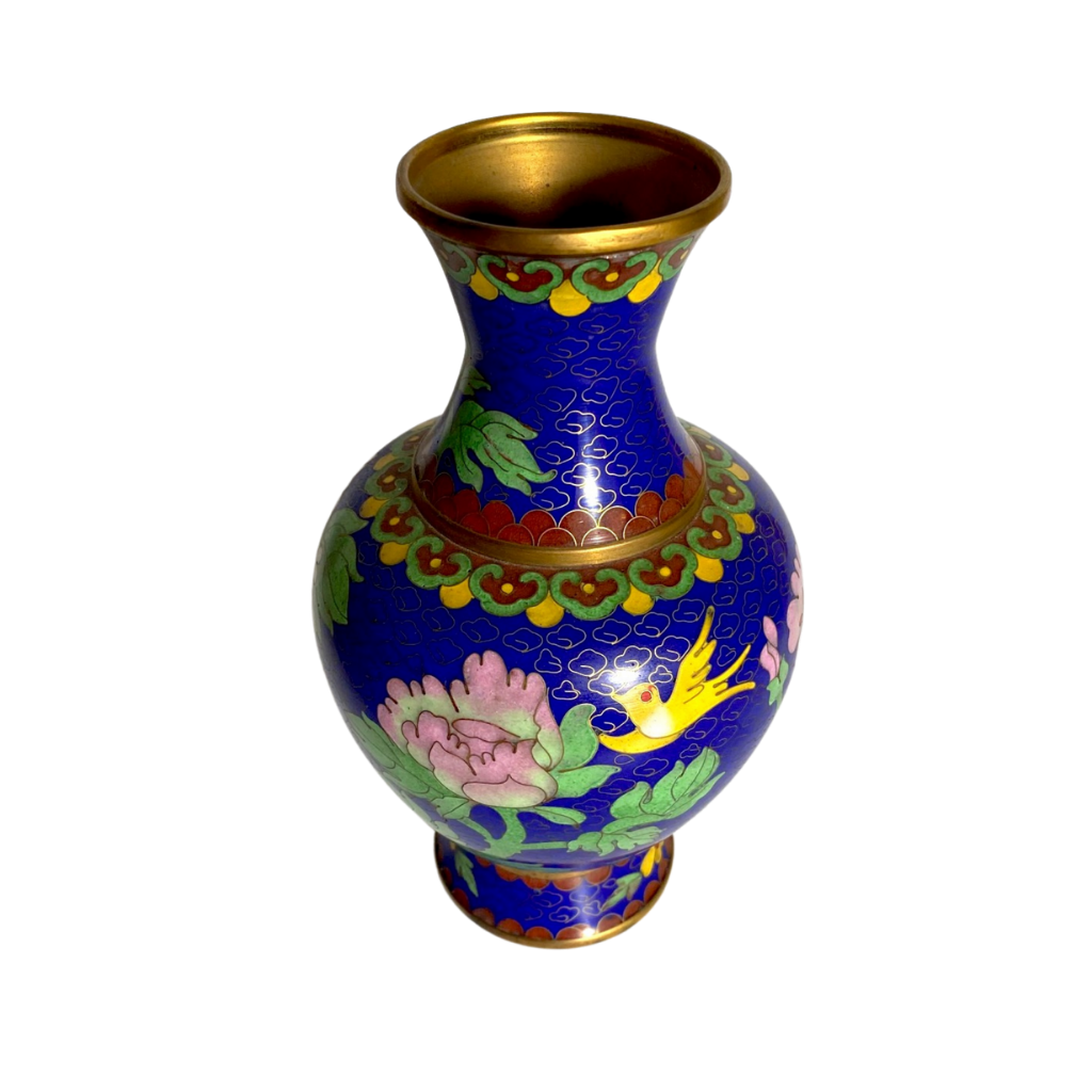 Pair of Matching Victorian Cloisonne Vases, flower design, 20th Century, 21cm tall, for sale