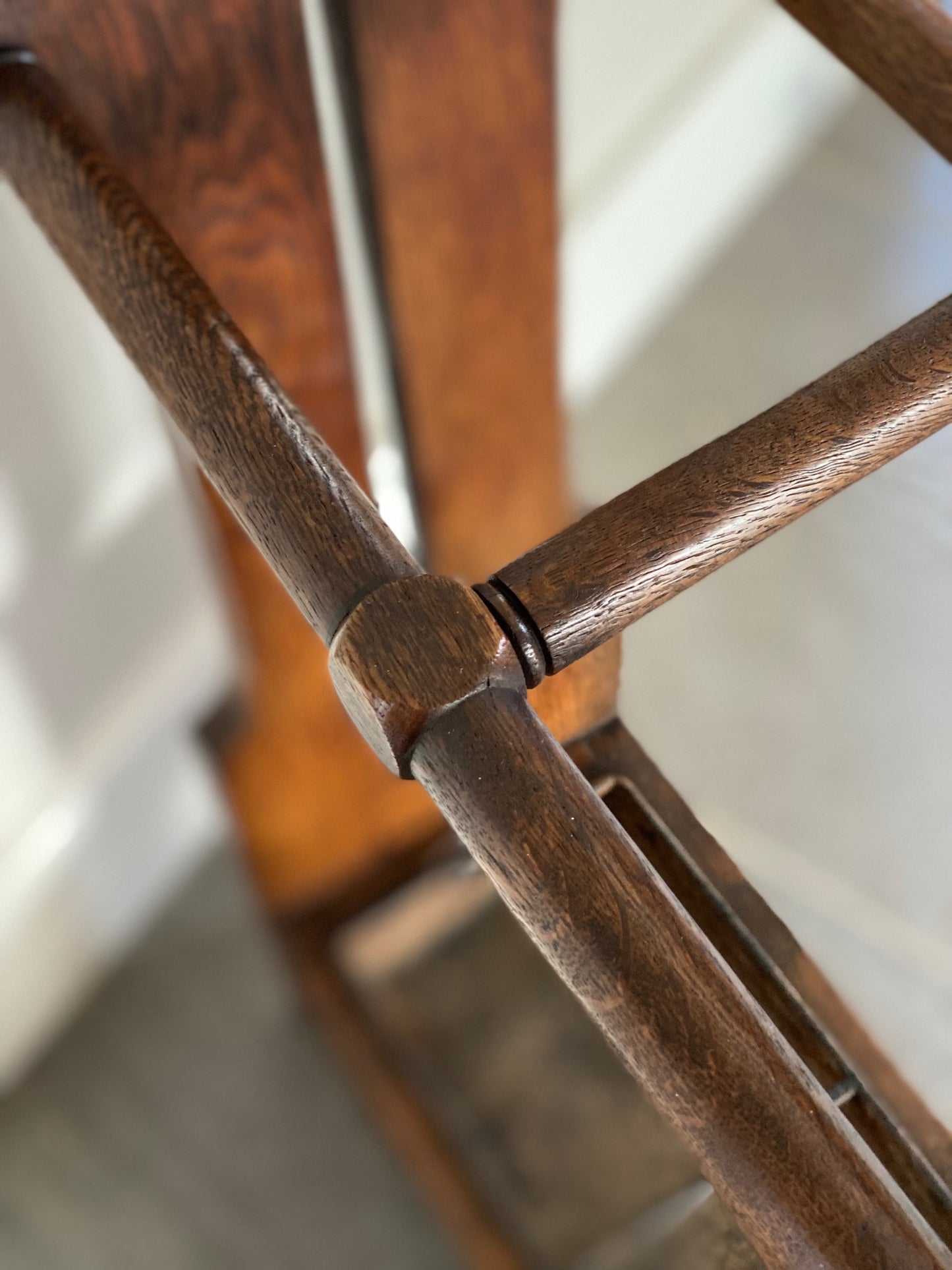 Arts and Crafts stick stand, umbrella stand, made from solid oak with original metal drip tray, heart carved shapes within sides