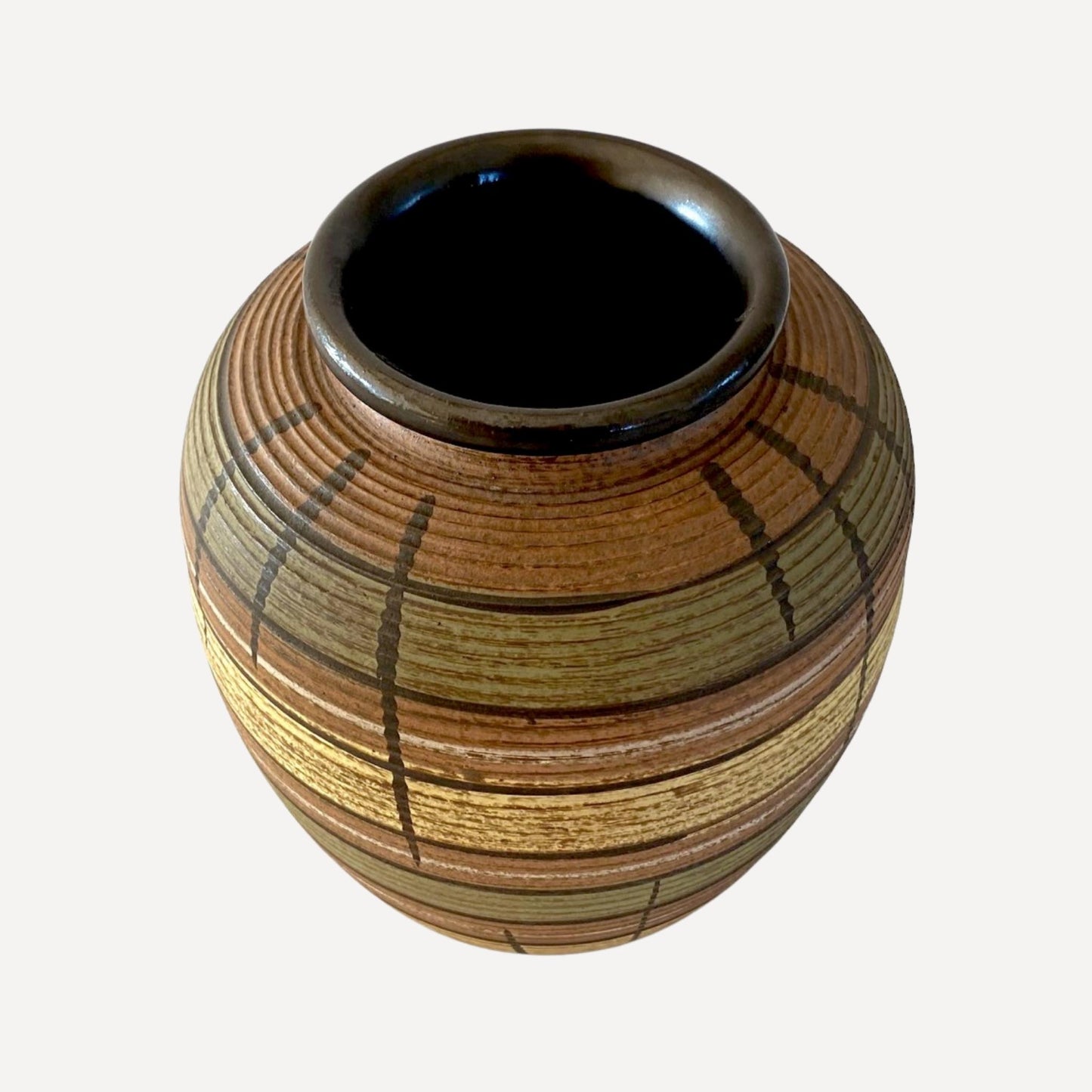 Mid century, Dumler and Breiden Pottery Vase, hand painted, stamped and numbered on base, 20cm tall, for sale
