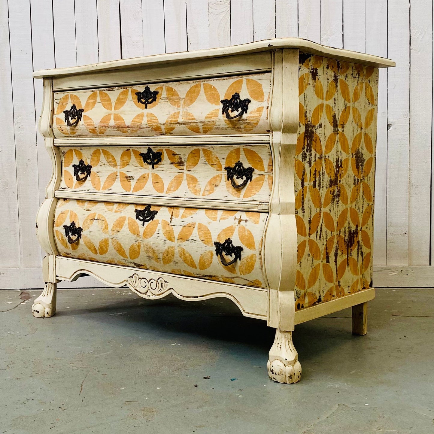 Vintage Italian Painted Bombe Chest