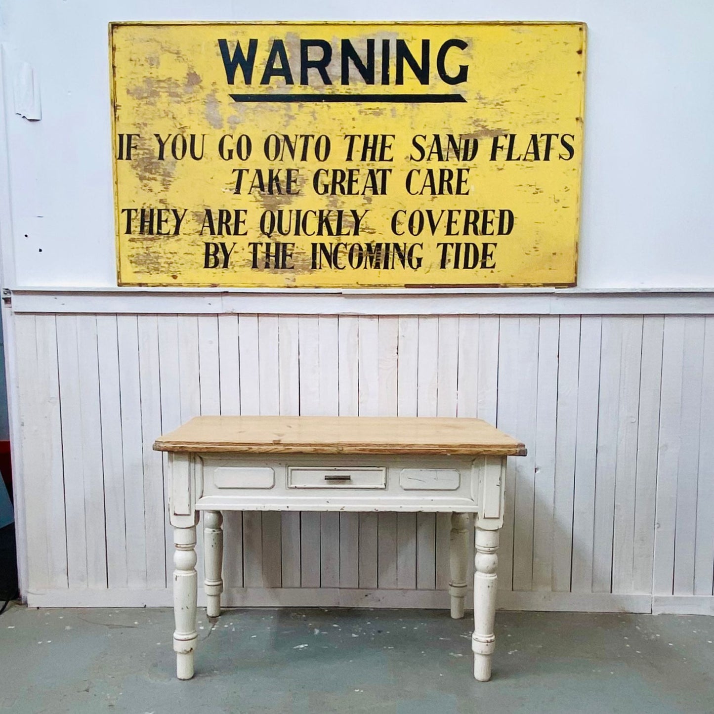Hand Painted Warning Sign from Brancaster Beach