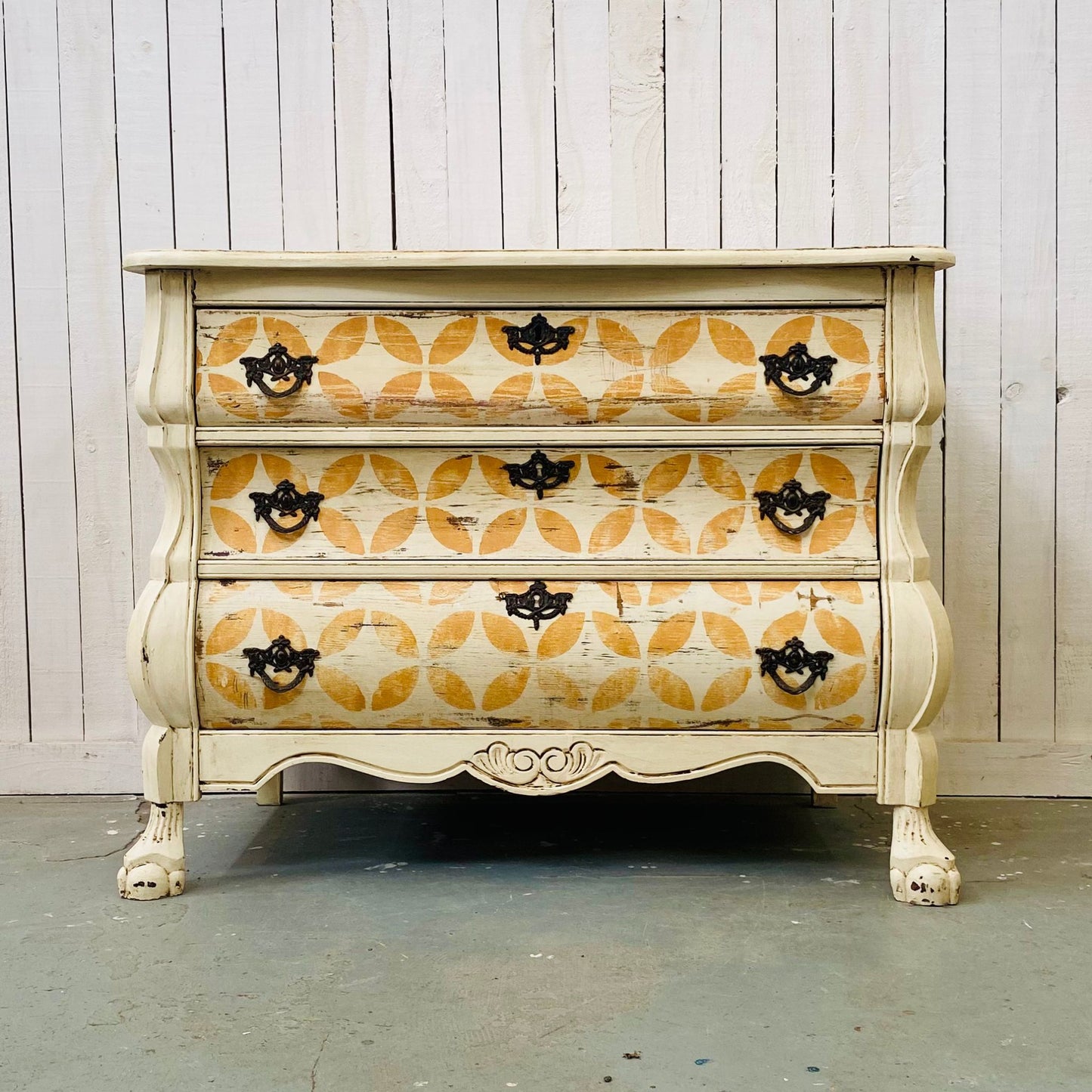 Vintage Italian Painted Bombe Chest