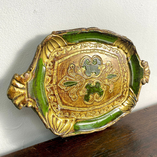 Florentine Hand Painted Antique Paper Mache Tray