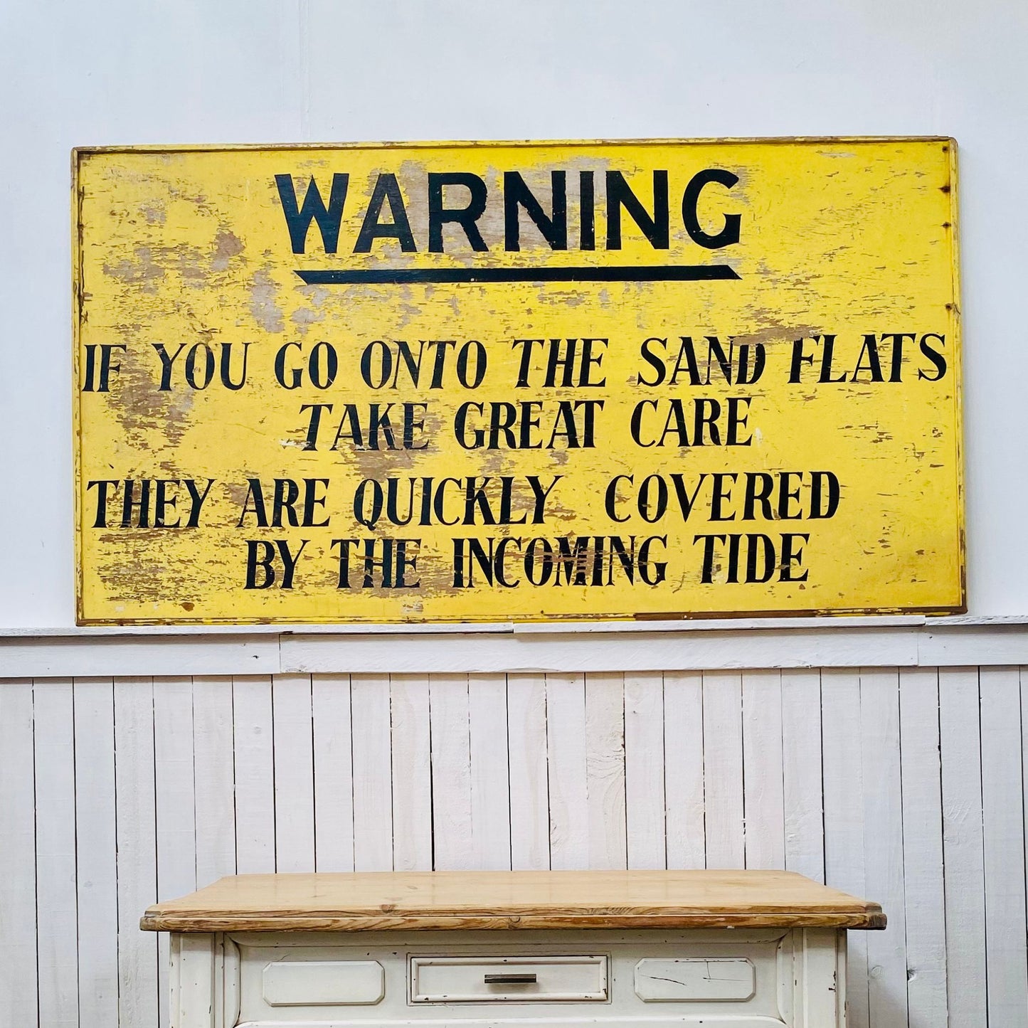 Hand Painted Warning Sign from Brancaster Beach