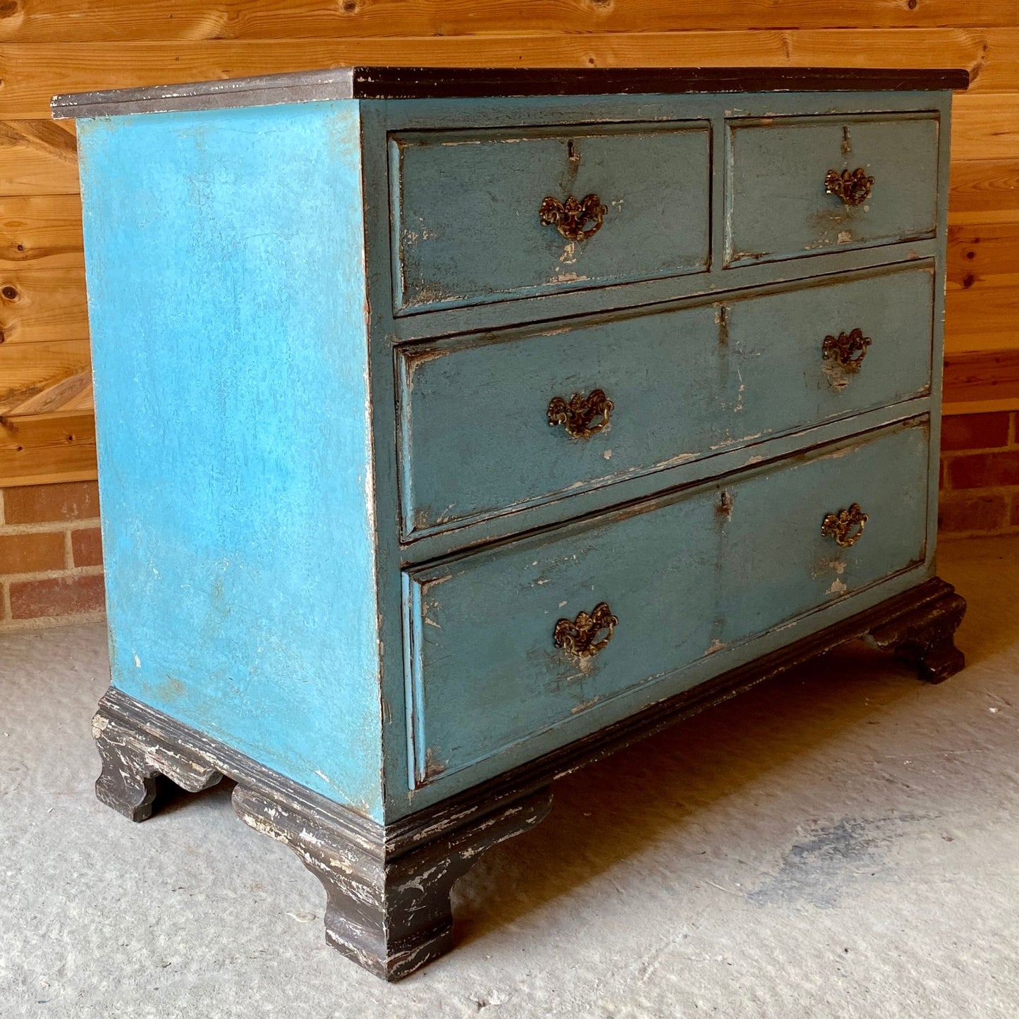 Hand Painted Georgian Oak Chest of Drawers