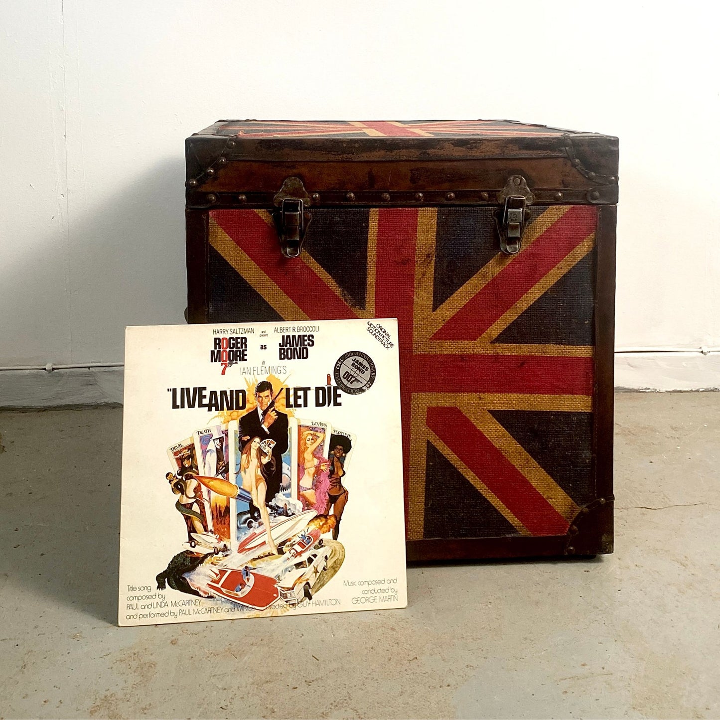 Pair of Vintage Hand Painted Union Jack Trunks