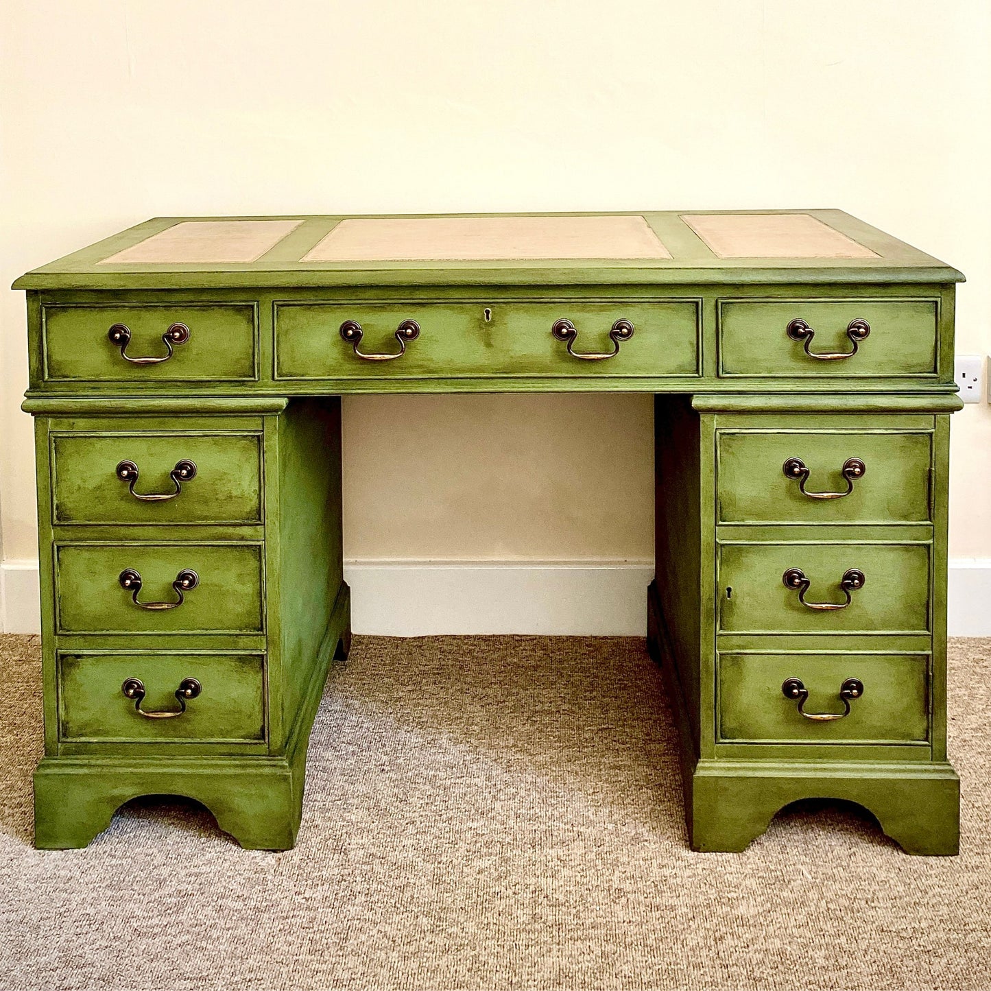 Hand Painted Large Pedestal Desk