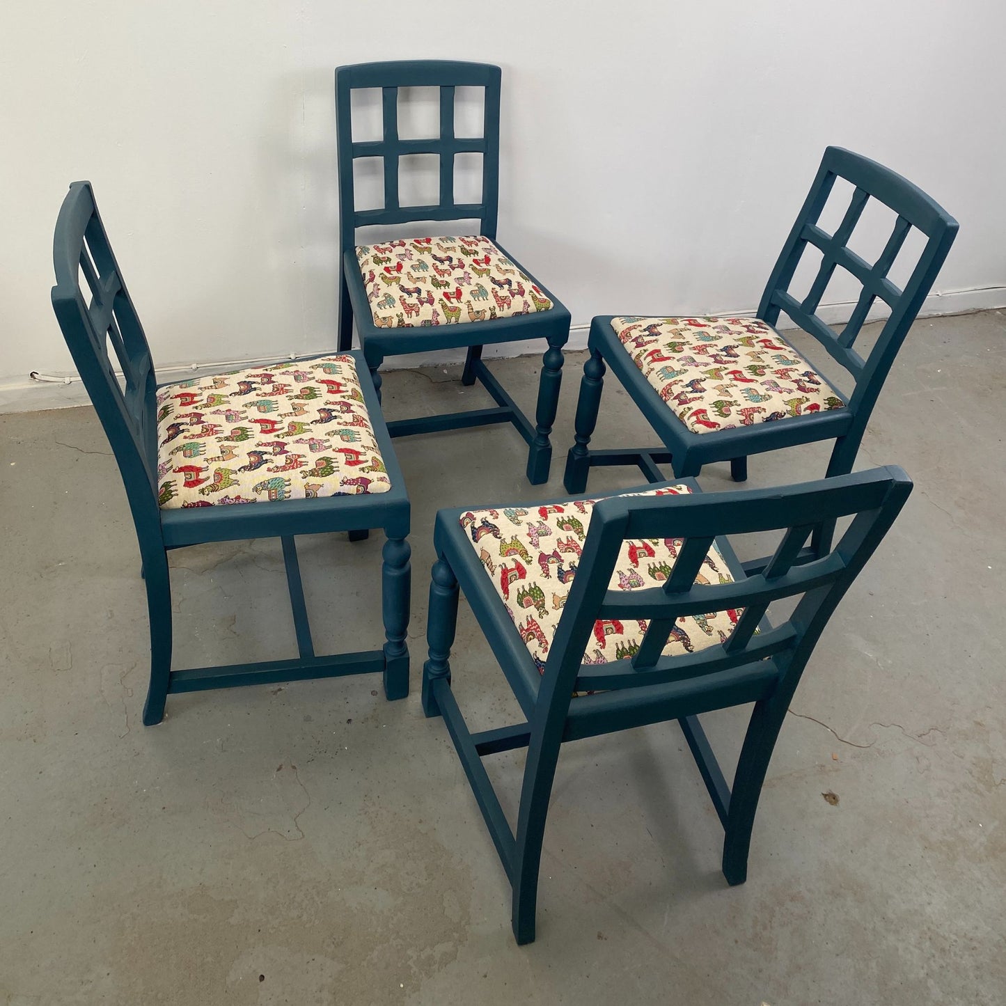 Four Painted Oak Dining Chairs