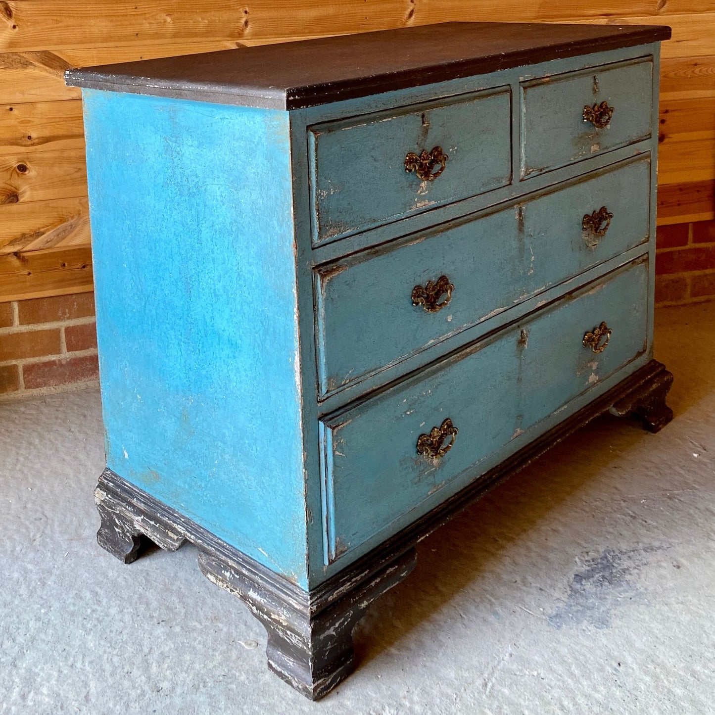 Hand Painted Georgian Oak Chest of Drawers
