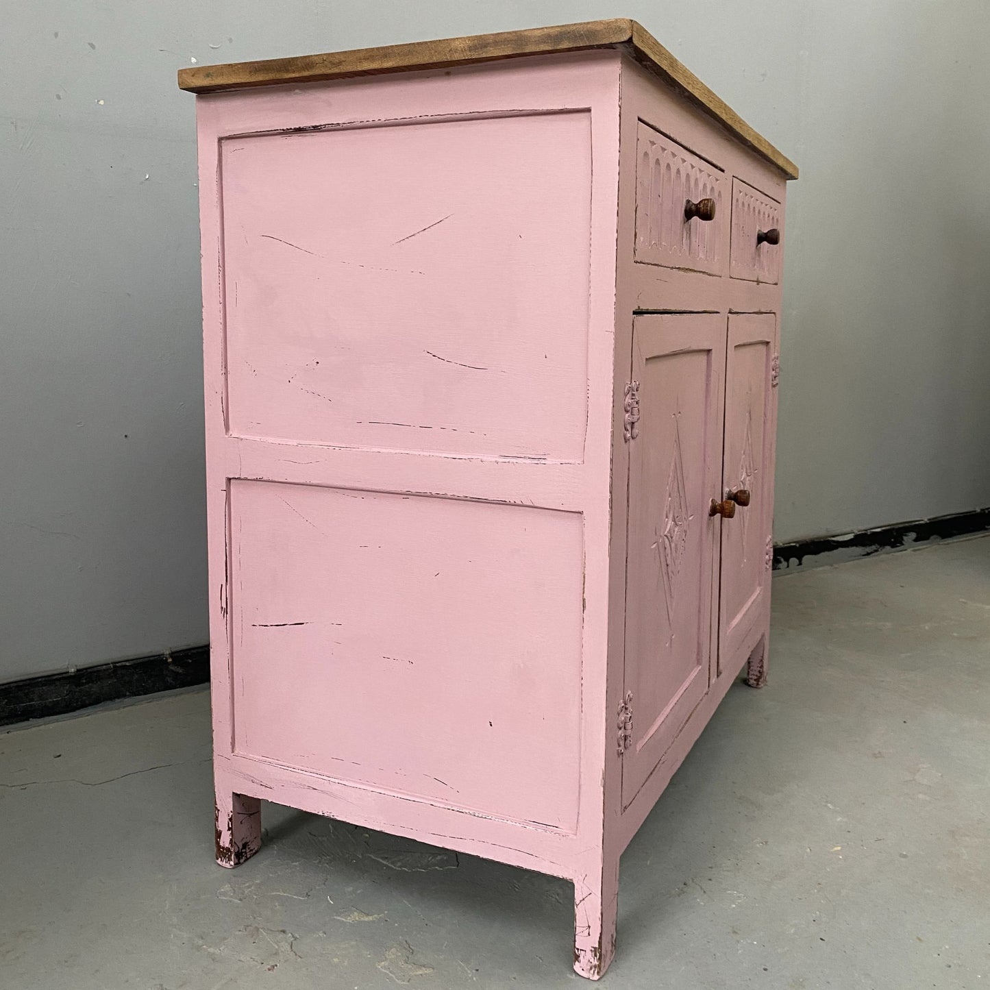 A 1930s Solid Wood Cabinet with Drawers