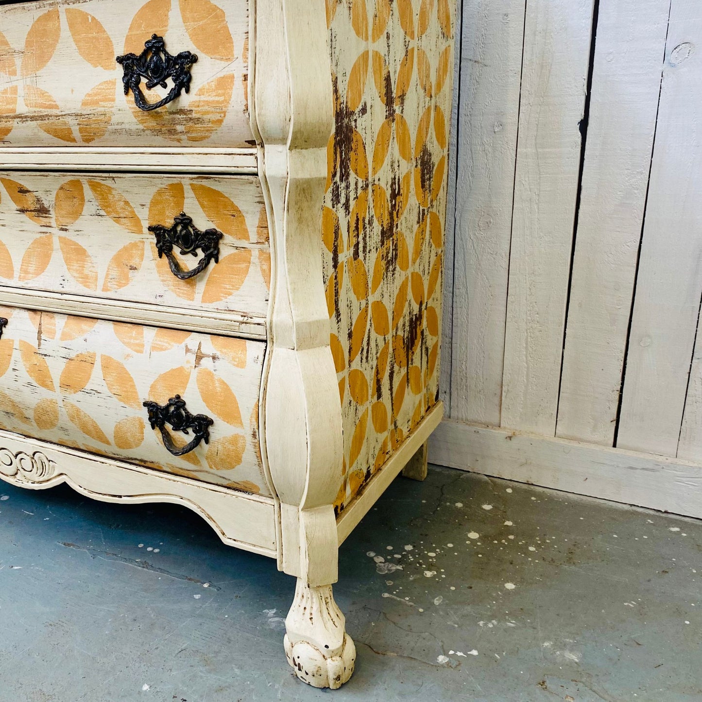 Vintage Italian Painted Bombe Chest