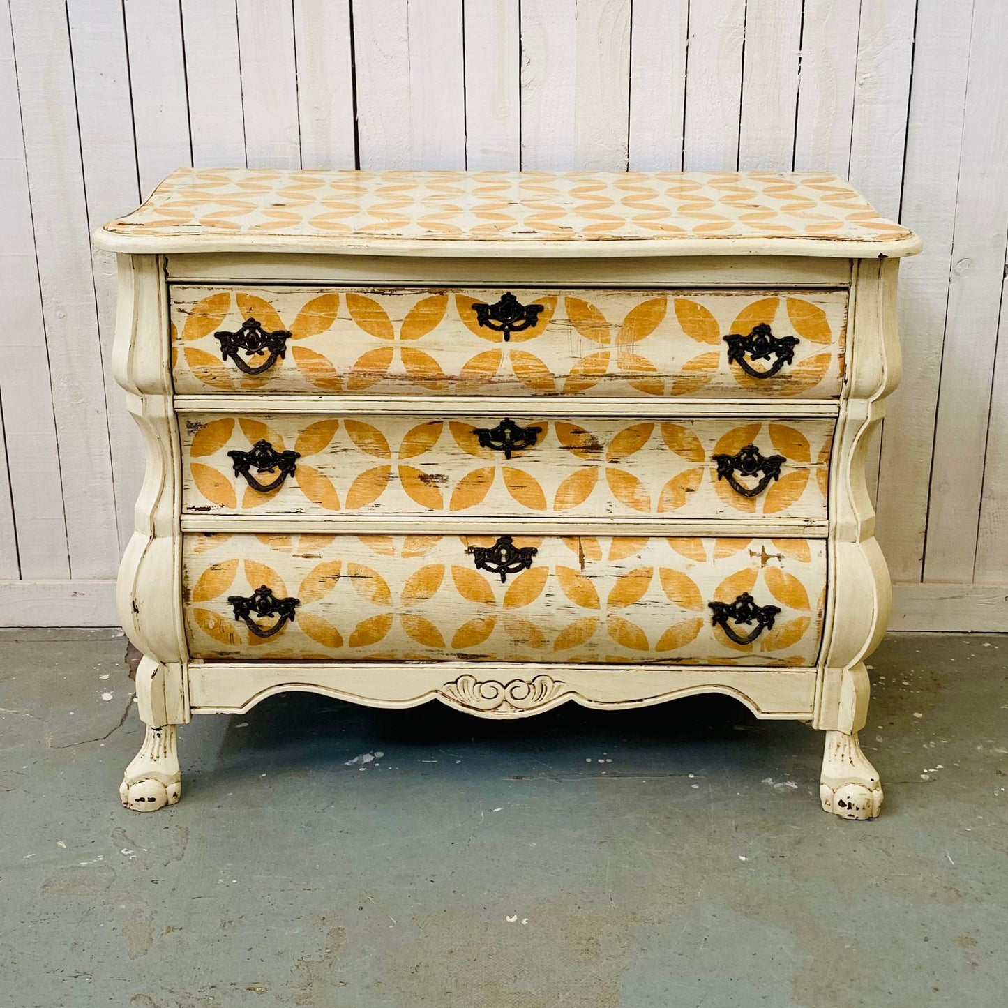 Vintage Italian Painted Bombe Chest
