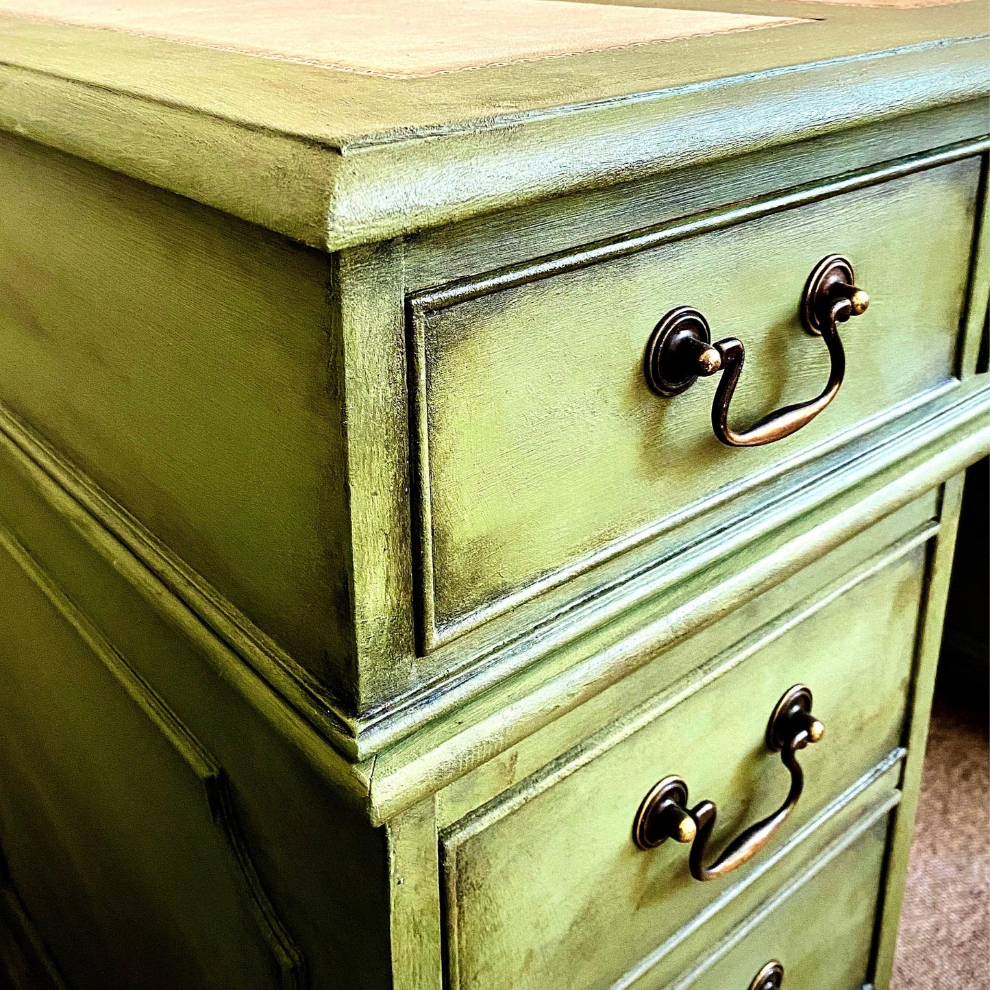 Hand Painted Large Pedestal Desk