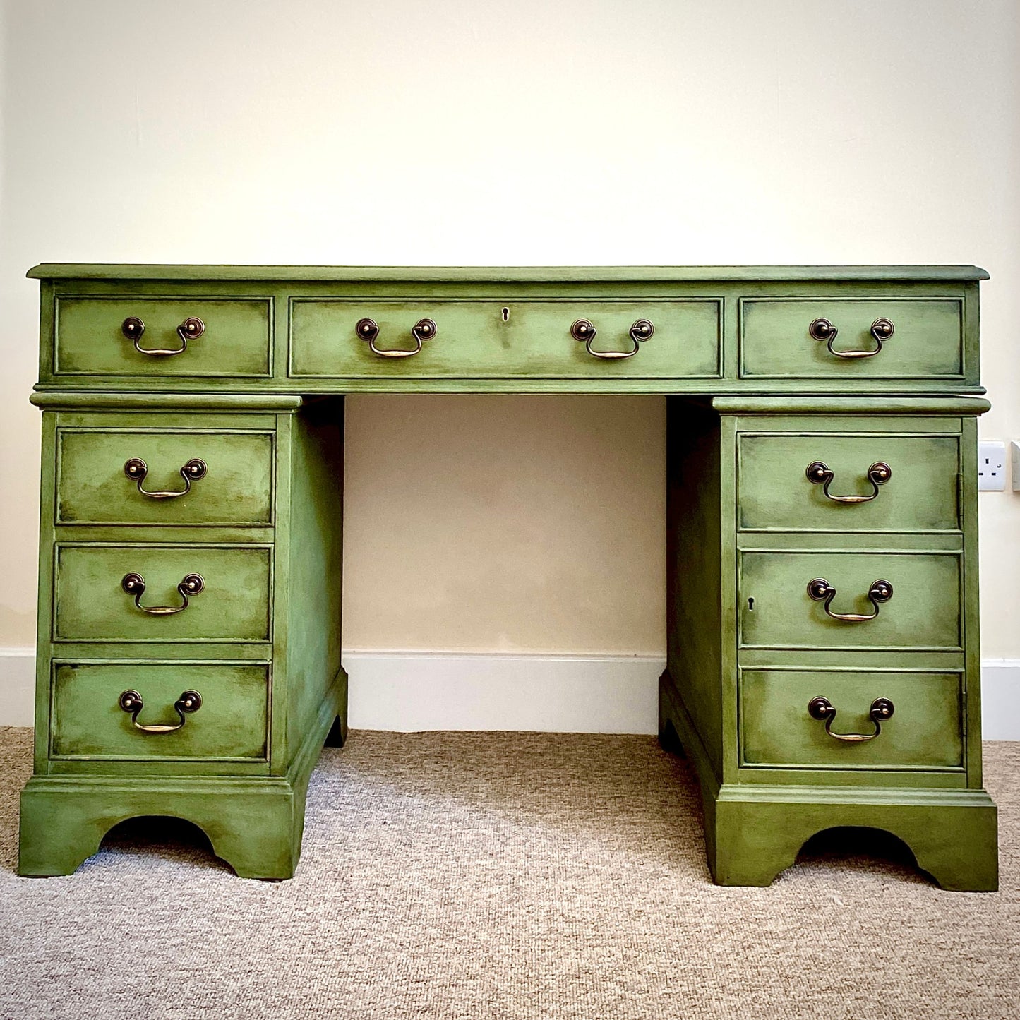 Hand Painted Large Pedestal Desk