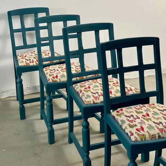 Four Painted Oak Dining Chairs