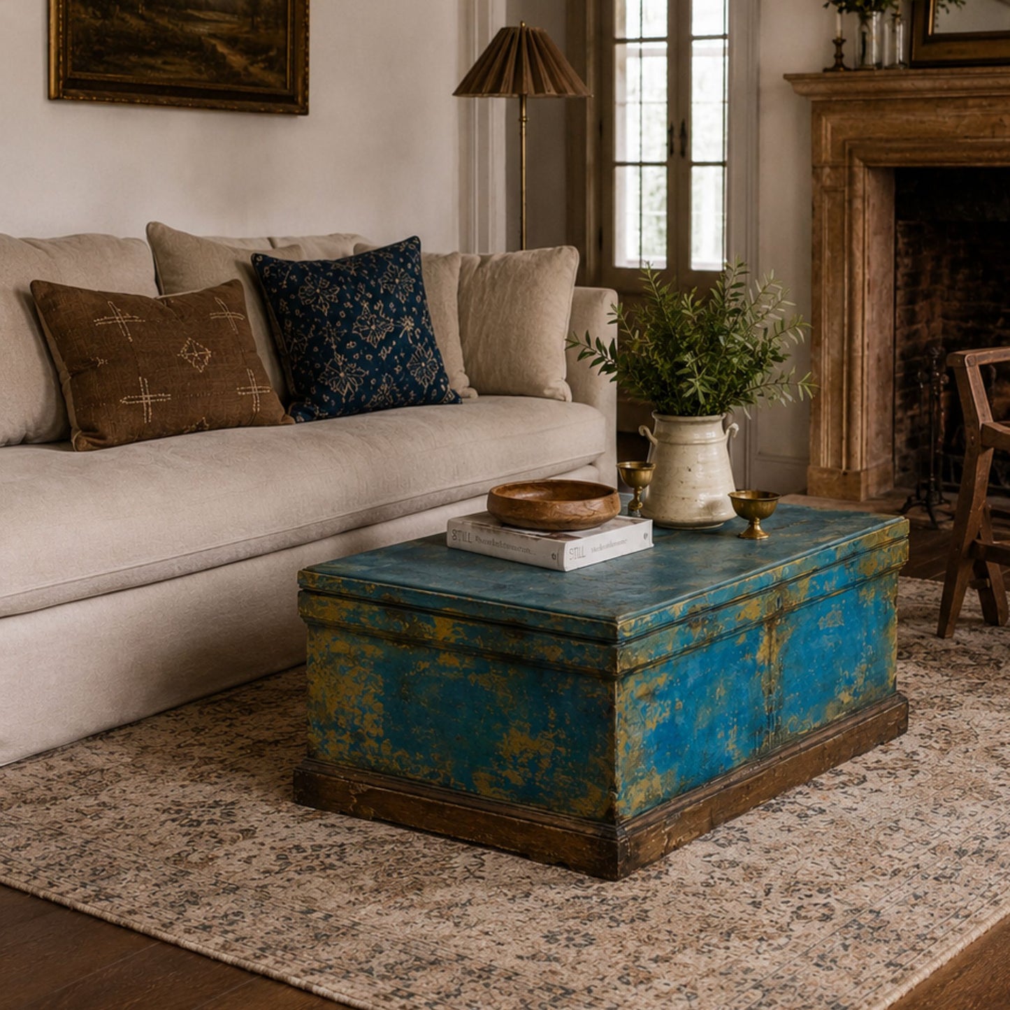 Painted Antique Blanket Box
