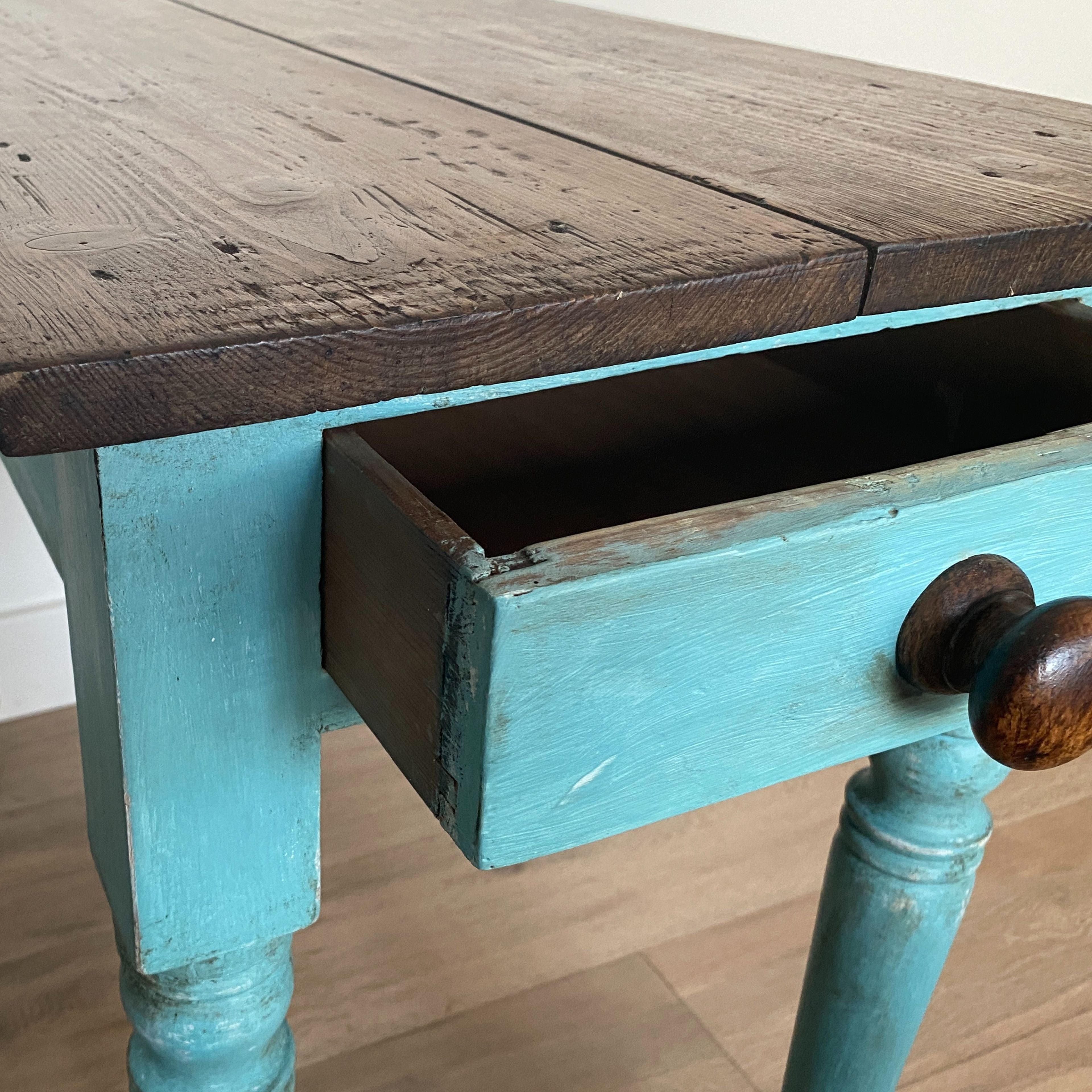 Hand Painted Rustic Vintage Farmhouse Pine Table 