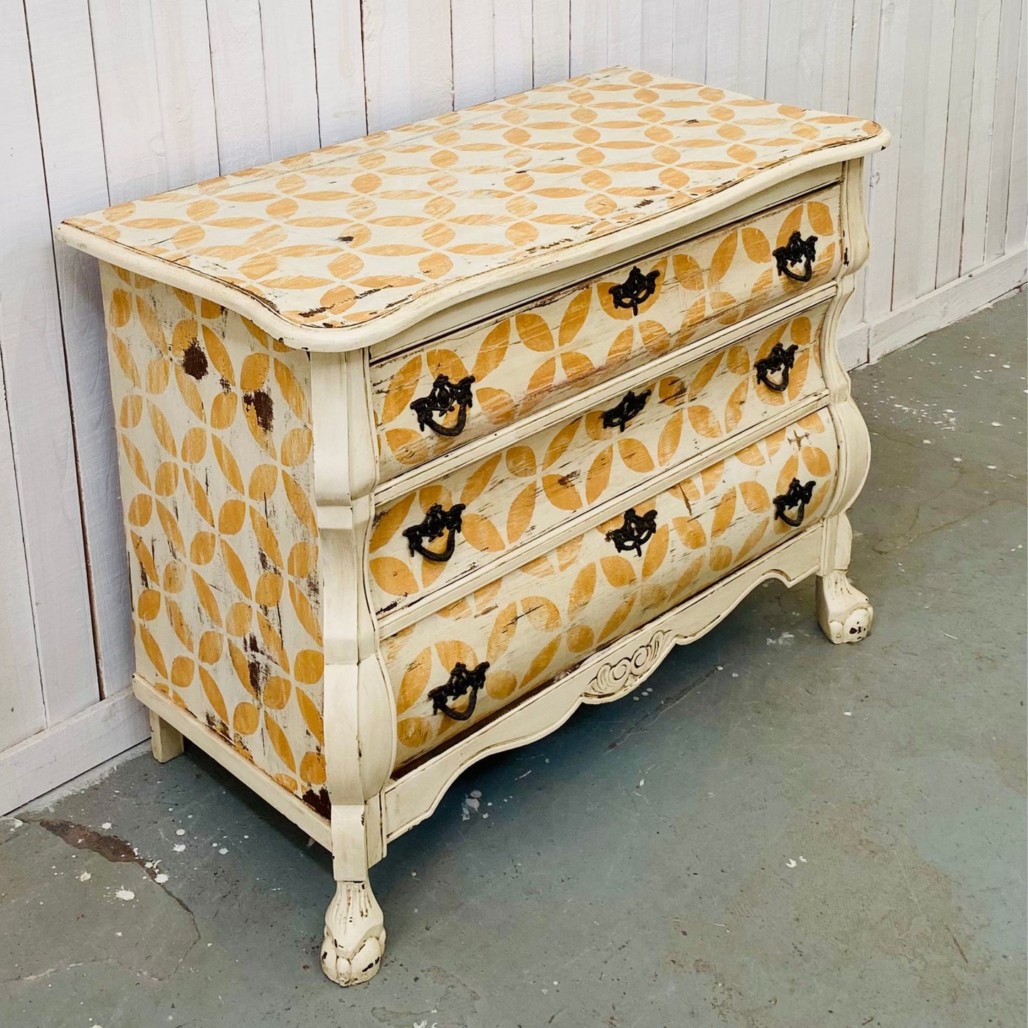Vintage Italian Painted Bombe Chest