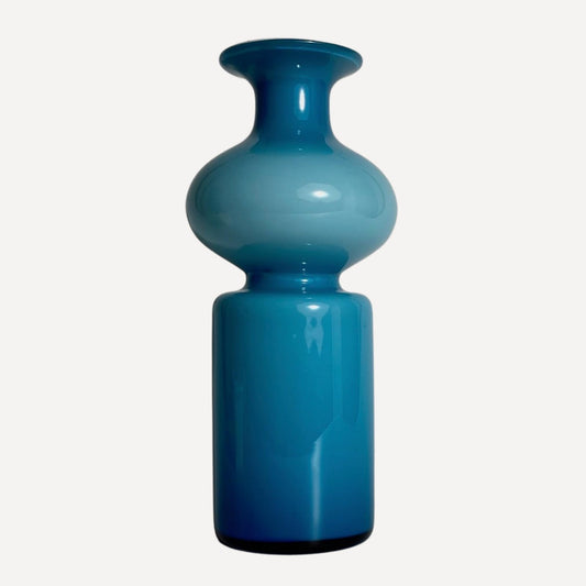 Turqoise vase designed by Per Lutken in the 1960s, Holmegaard Carnaby collection, Denmark, 24cm tall, for sale