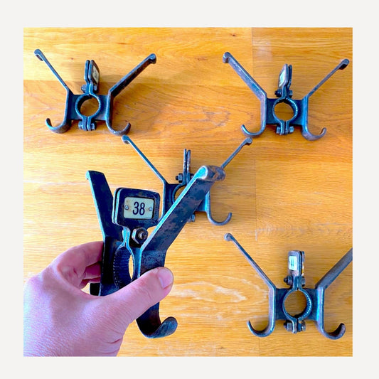 Vintage, cast iron, School Cloakroom Hooks, double sides with random enamel numbers, for sale