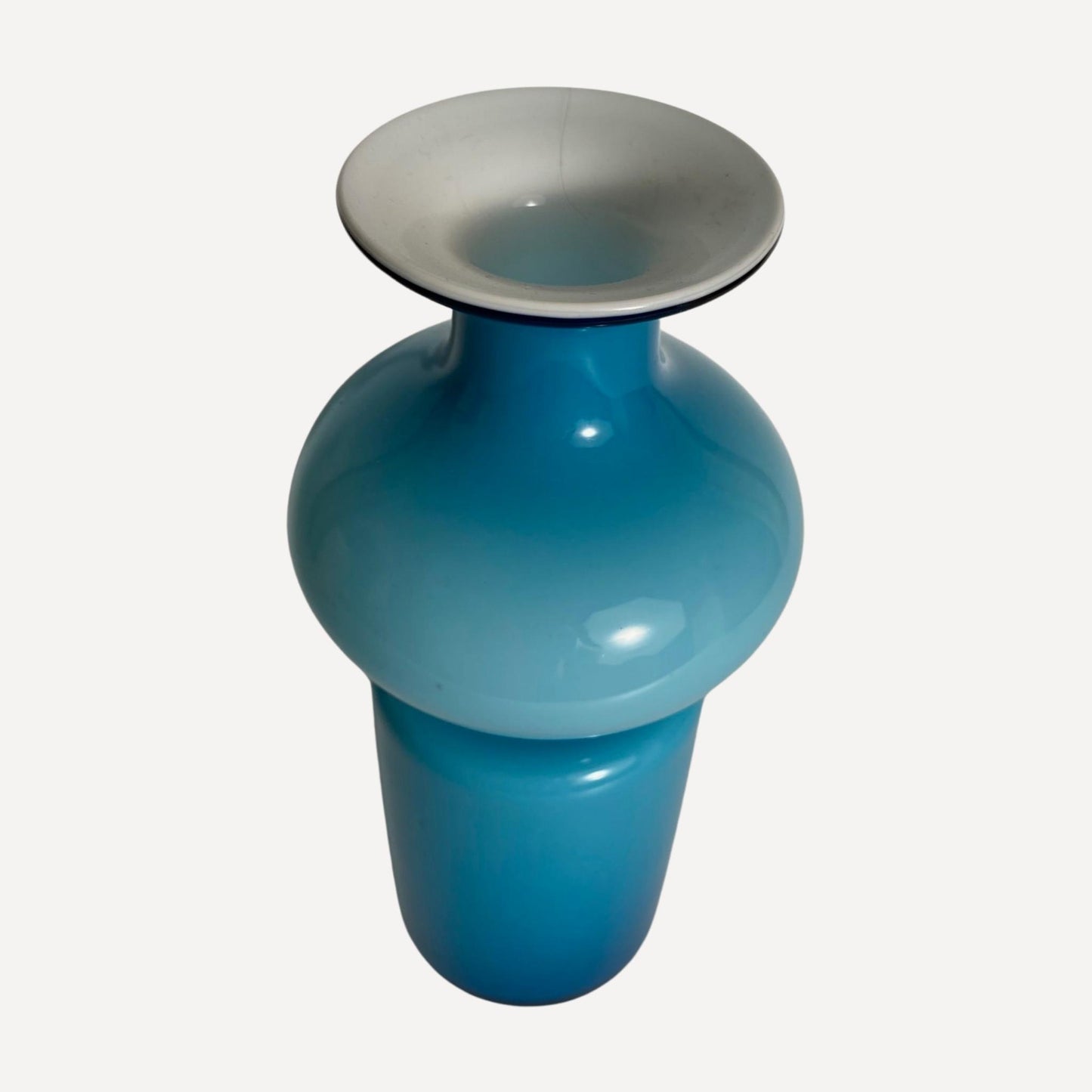 Turqoise vase designed by Per Lutken in the 1960s, Holmegaard Carnaby collection, Denmark, 24cm tall, for sale