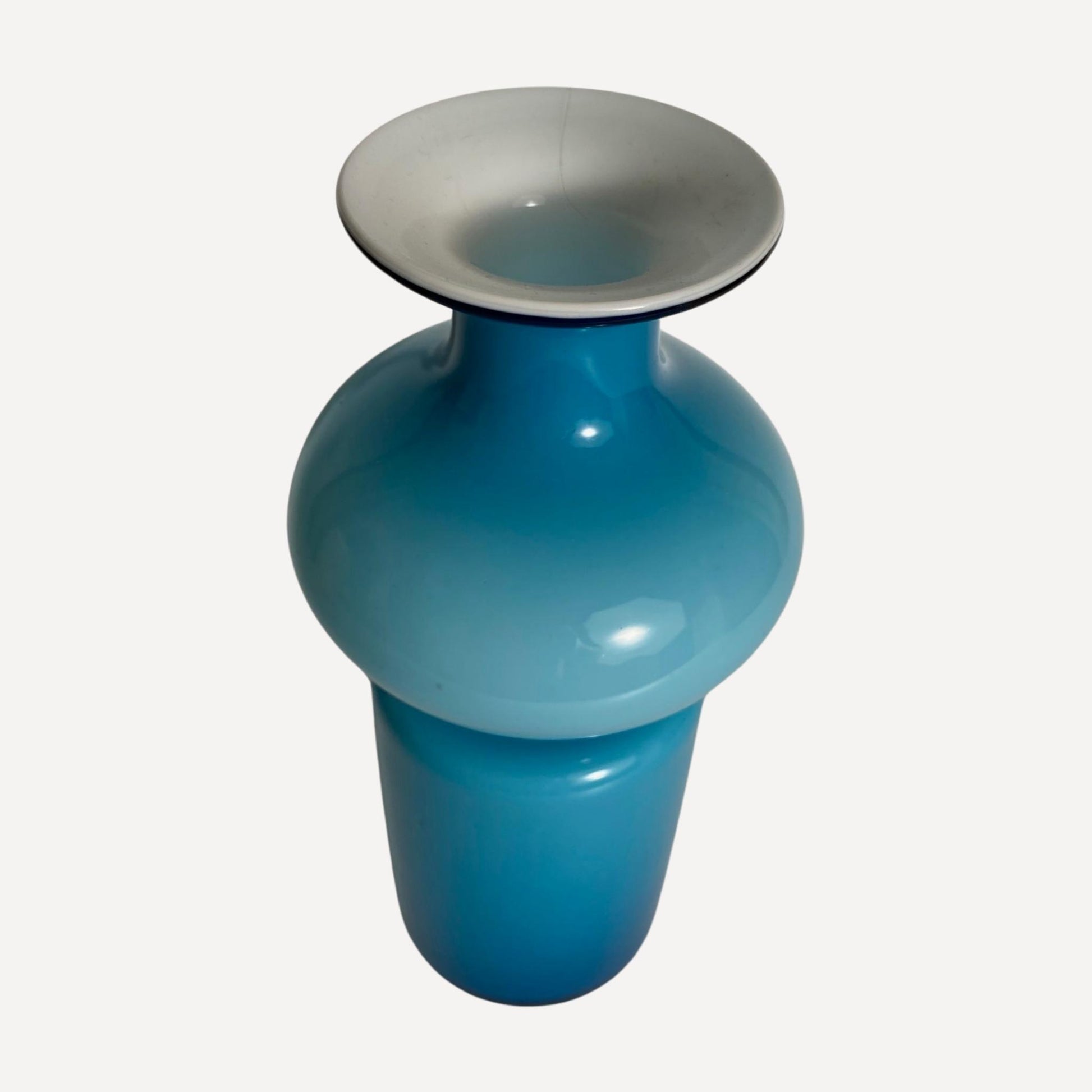 Turqoise vase designed by Per Lutken in the 1960s, Holmegaard Carnaby collection, Denmark, 24cm tall, for sale