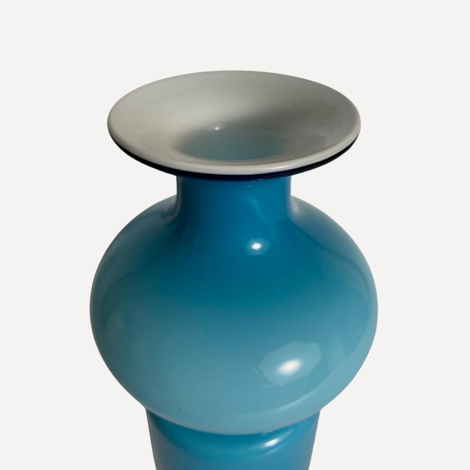 Turqoise vase designed by Per Lutken in the 1960s, Holmegaard Carnaby collection, Denmark, 24cm tall, for sale