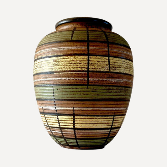 Mid century, Dumler and Breiden Pottery Vase, hand painted, stamped and numbered on base, 20cm tall, for sale